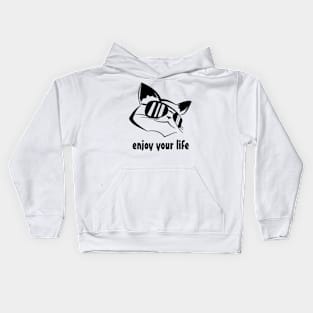 Enjoy your life, cat with sunglasses Kids Hoodie